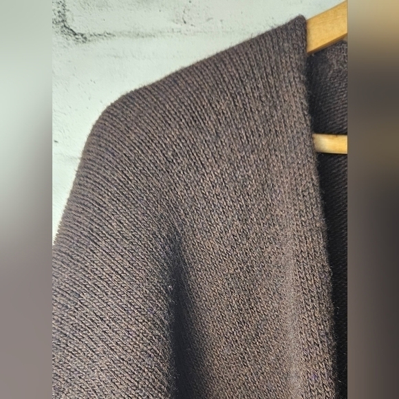 Corti Italy Wool Blend Poncho Cardigan One Size Brown Black Open Front Wrap - Picture 5 of 11